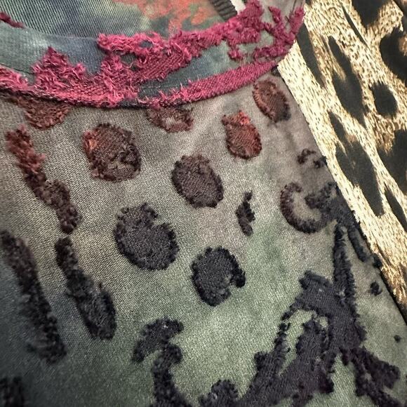 Calessa Velvet Burnout Tunic Top Womens L Artsy Edgy Boho Whimsigoth Mob Wife - Picture 5 of 16